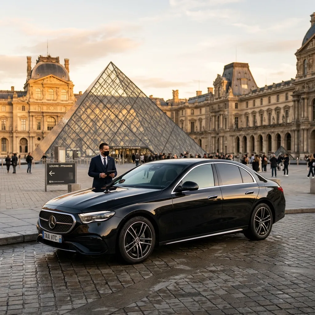 Mercedes-Benz Classe E noire, berline de luxe d'affaires VTC
